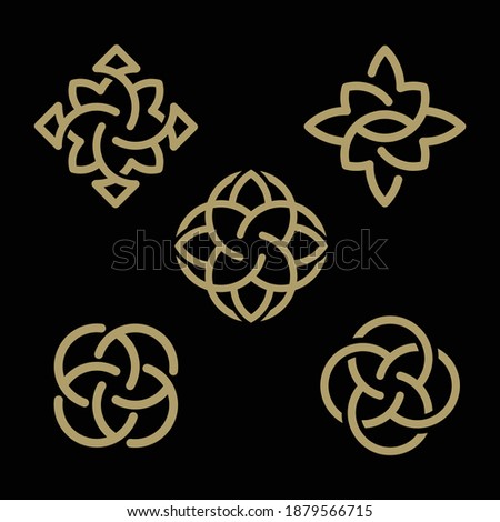 Luxury floral ornament pattern logo design collection
