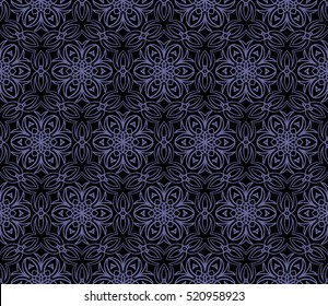 Luxury floral ornament. seamless pattern. black and lilac color. vector illustration. for invitation, holiday, wedding, cover book