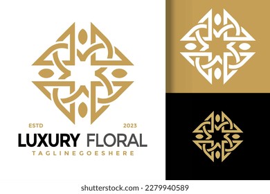 Luxury floral ornamental logo vector icon illustration