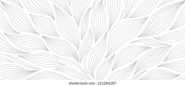 Patrón floral de lujo con hojas dibujadas a mano. Elegante fondo abstracto de estilo lineal minimalista. Elemento de diseño de arte de línea de moda. Ilustración vectorial.