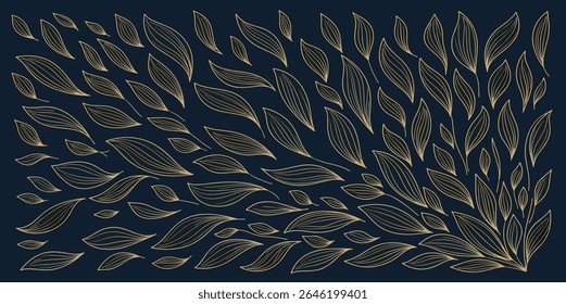 Padrão floral de luxo com folhas desenhadas à mão. Elegante fundo astracto em estilo linear minimalista.