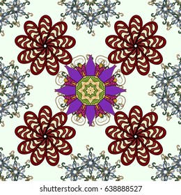 Luxury floral pattern. Round flower ornament. Square invite template. Unusual greeting in oriental boho chic style. Decorative vintage print. Vector invitation with colored mandala design element.