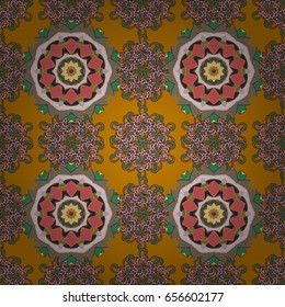 Luxury floral pattern. Vector invitation with colored mandala design element. Square invite template. Round flower ornament. Decorative vintage print. Unusual greeting in oriental boho chic style.