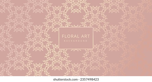 Luxury floral pink abstract background with gold pattern. Vector design template for postcard, wall poster, business card, flyer, banner, wedding invitation, print, cover, wallpaper