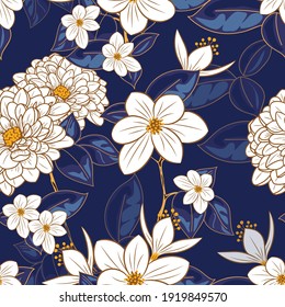  Luxury Floral seamless pattern of white flowers