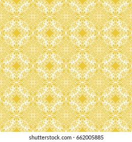 luxury floral seamless pattern. yellow, white color. vector illustration. vintage arabian ornament