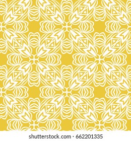 luxury floral seamless pattern. yellow, white color. vector illustration. vintage arabian ornament
