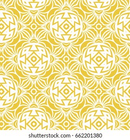 luxury floral seamless pattern. yellow, white color. vector illustration. vintage arabian ornament