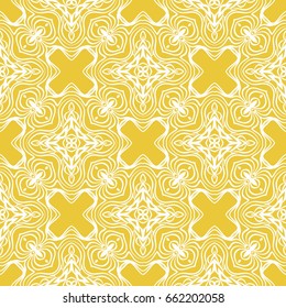 luxury floral seamless pattern. yellow, white color. vector illustration. vintage arabian ornament