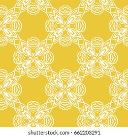 luxury floral seamless pattern. yellow, white color. vector illustration. vintage arabian ornament
