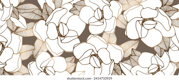 Luxury floral vector background with bronze lush flowers and leaves. Floral card, wallpaper, cover design.