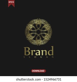 Luxury floral vector logo design abstract gold concept
