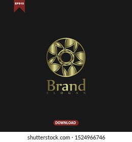 Luxury floral vector logo design abstract gold concept