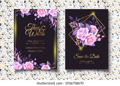 Luxury floral wedding invitation template