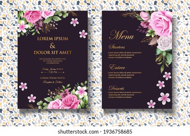 Luxury floral wedding invitation template