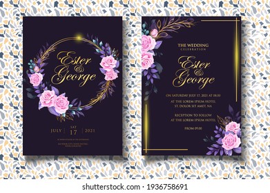 Luxury floral wedding invitation template