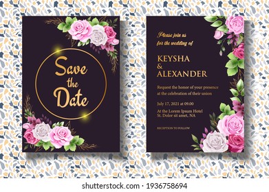 Luxury floral wedding invitation template