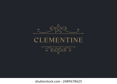 Luxury flourish golden classic line logo design template for boutique hotel vector illustration. Premium expensive curved ornamental logotype for beauty salon designer stylist wedding invitation