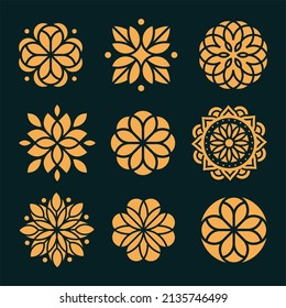 Luxury Flower, Abstract Gold Ornament Premium Logo Vector