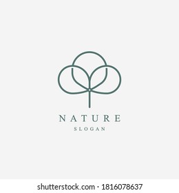 Logotipo vectorial de círculo floral de lujo. Logotipo de flores de hoja universal lineal