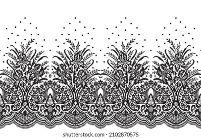 
luxury flower with damask design sketch,flower motif,lace pattern