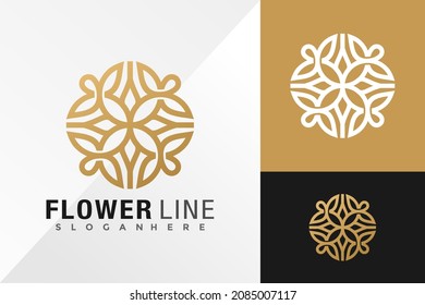 Luxury Flower Geometric Logo Design Vector illustration template