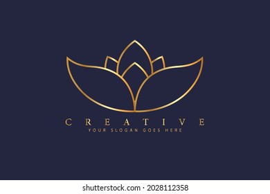 Luxury Flower Golden Silhouette Abstract Design Vector With Line Art And Linear Concept Style. Beauty Spa Salon Logo. Cosmetic Brand Logo. Can Be Edited