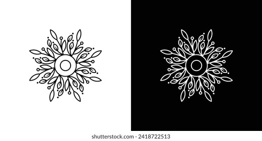 Luxury flower leaf design concept, Templet flower logo. dude logo on white and black background