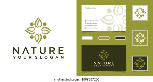 logotipo de flor de lujo para belleza, cosméticos, yoga y spa. diseño de logotipo y tarjeta de visita