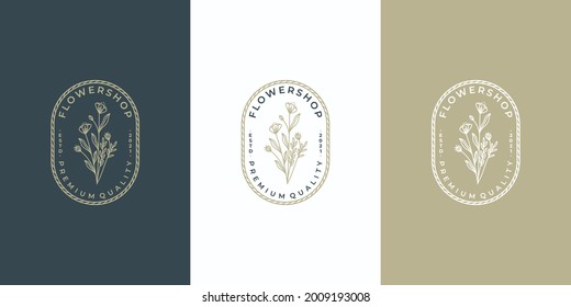 luxury flower logo with circle badge template,