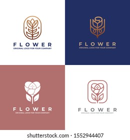 Luxury Flower logo design. Creative unique beauty, fashion, salon Logo design collection. Original logo design inspiration.