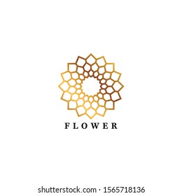 Luxury flower logo design with gold and white background color - EPS10 - Vector.