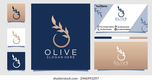 Luxury flower logo design with line art style and business card	
