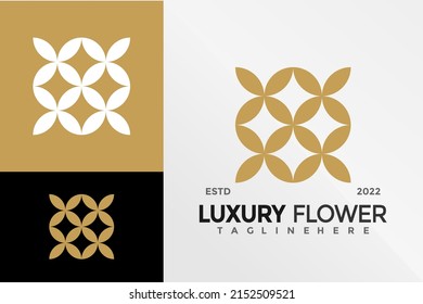 Plantilla de ilustración de vectores de diseño con logotipo de flores de lujo