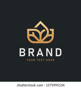 Luxury Flower Logo Gold Geometric Leaf Stock Vector (Royalty Free ...