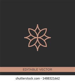 Luxury flower logo icon. Universal creative premium logotype. Abstract line art