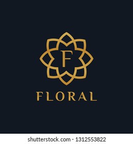 Luxury flower logo related to Boutique, Hotel, Restaurant, Jewelry, Resort or Interior. Floral emblem design. Flower icon concept.