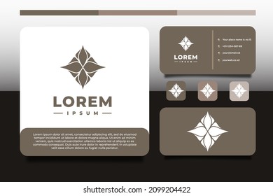 luxury flower logo template with business card