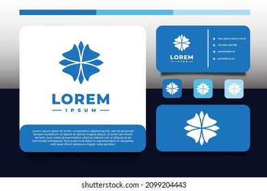 luxury flower logo template with business card