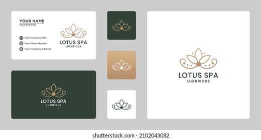 luxury flower lotus logo design, feminine flower with golden color logo template