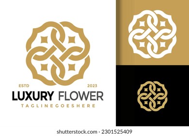 Luxury flower ornament Logo vector icon illustration