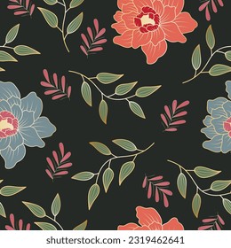 Luxury flower pattern with hand-drawn style seamless exotic floral pattern