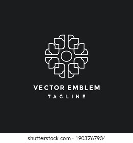 Luxury flower vector logotype . Linear universal leaf floral logo abstract