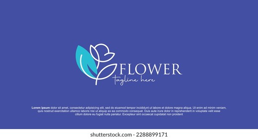 Luxury flower vector logotype. Linear universal leaf floral logo