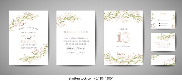 Set Card Flower Rose Leaves Wedding Stock Vector (Royalty Free) 1016880823