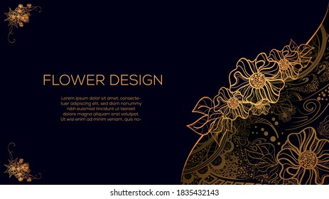 Luxus-Blumen-Hintergrund mit goldenem Blumenmuster im Oststil Vektor