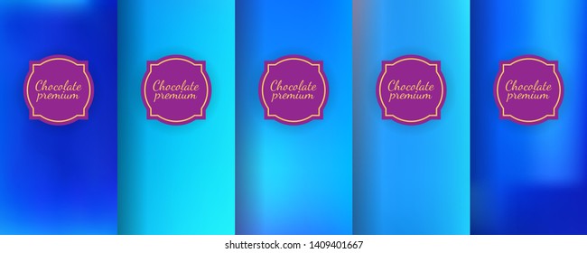 Luxury fluid template label set. Modern  abstract  gradient backgrounds for flowing packaging design. Suitable for premium boxes of cosmetic, wine, jewelry. Fluid graphic composition.  Vector template