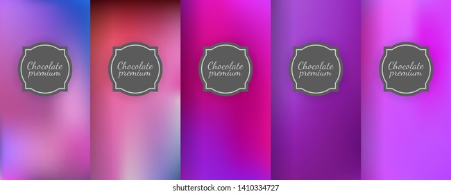 Luxury fluid template label set. Modern  abstract  gradient backgrounds for flowing packaging design. Suitable for premium boxes of cosmetic, wine, jewelry. Fluid graphic composition.  Vector template