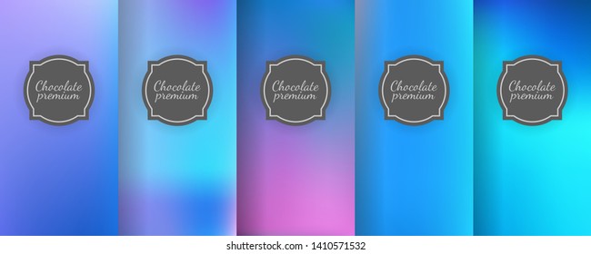 Luxury fluid template label set. Modern  abstract  gradient backgrounds for flowing packaging design. Suitable for premium boxes of cosmetic, wine, jewelry. Fluid graphic composition.  Vector template