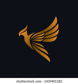 Luxury flying golden eagle logo design